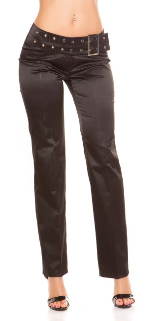 trousers with buckle and pinstripes Black